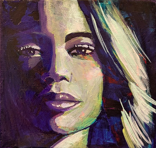 Small Face Study 6" x 6" Acrylic Painting